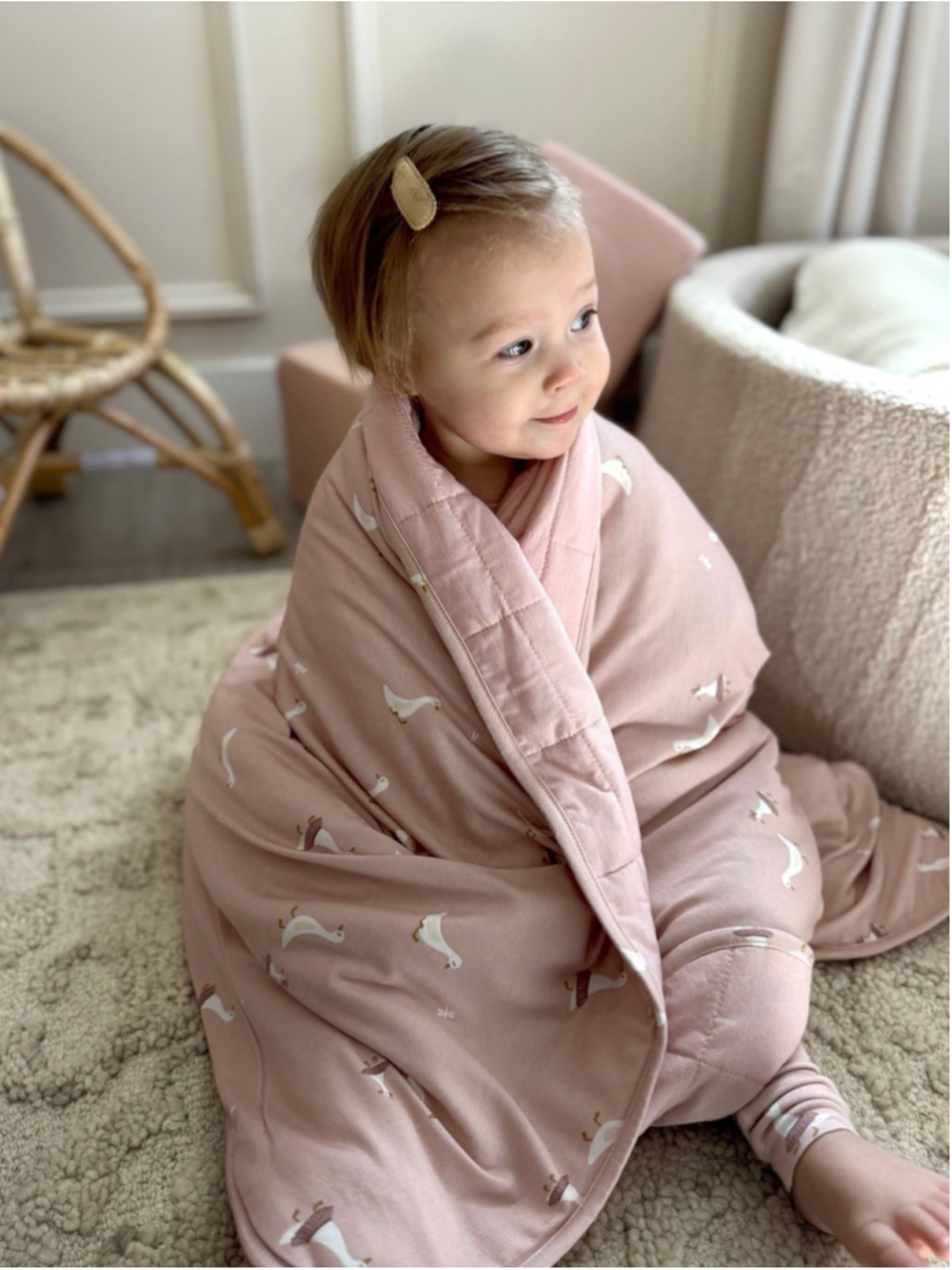 Gunamuna Toddler Cloud Blanket Tutu Goose Pink Bamboo Warm Sustainable 57X39